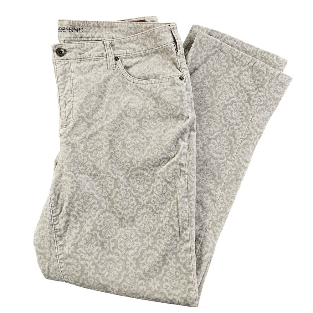 Lands End Womens Size 16W Fit 2 Pants Straight Leg EXHALE Damask Velvety Feel
